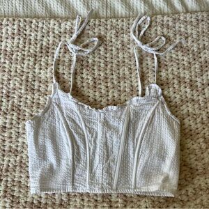 White Textured Crop Top